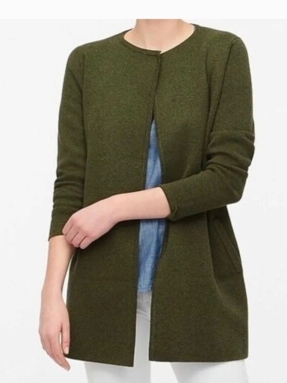 J.CREW FACTORY Vanessa Forest Green Longline Cardigan Small